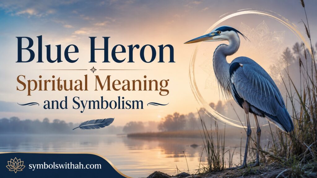 Blue Heron Spiritual Meaning and Symbolism Blue heron spiritual meaning and symbolism have fascinated bird lovers, nature enthusiasts, and spiritual seekers for generations. With its tall body, long legs, graceful neck, and calm movements, the blue heron often stands quietly beside rivers, marshes, and lakes before making a precise move to catch its prey. This unique behavior has inspired many symbolic interpretations throughout history. In the United States, the blue heron is commonly seen as a symbol of patience, independence, balance, and wisdom. Because it spends long periods standing still before acting, many people believe it represents careful decision-making instead of rushing through life. Others see it as a reminder to trust their instincts and stay focused on personal goals. Across different cultures, the blue heron has also been connected with spiritual awareness, renewal, good fortune, and harmony with nature. Although interpretations vary, one message appears again and again: success often comes through patience, observation, and confidence rather than force. Quick Answer Blue Heron Spiritual Meaning and Symbolism most commonly represents patience, wisdom, self-reliance, balance, and spiritual awareness in the United States. Many people believe seeing a blue heron encourages thoughtful action, emotional stability, and trusting your own path while remaining connected to nature. TL;DR • Symbolizes patience and careful timing. • Represents wisdom and personal growth. • Encourages independence and confidence. • Often reflects emotional balance. • Inspires a deeper connection with nature. What Is a Blue Heron? Physical Appearance The Great Blue Heron is North America's largest heron. It stands about four feet tall with long legs, a long neck, and broad gray-blue wings. Its slow movements and graceful flight make it one of the most recognizable birds in American wetlands. Because it hunts quietly and rarely wastes energy, the bird naturally became associated with discipline and patience. Why People Notice It Many people remember seeing a blue heron standing completely still near water. That peaceful image often leaves a lasting impression. Its quiet confidence has helped shape many modern spiritual interpretations. • Tall and graceful posture • Calm, patient hunting style • Strong yet gentle appearance • Comfortable spending time alone • Closely connected with rivers and lakes Blue Heron Spiritual Meaning Patience The strongest spiritual message of the blue heron is patience. Instead of chasing every opportunity, it waits for the right moment. This reminds people that timing can be just as important as effort. Independence Unlike birds that travel in large flocks, blue herons often spend time alone. Because of this, they symbolize confidence, self-reliance, and trusting your own decisions. Many people interpret a blue heron sighting as encouragement to follow their own journey rather than copying others. Inner Wisdom The bird watches carefully before acting. Spiritually, this behavior represents thoughtful choices instead of emotional reactions. Its quiet nature reminds people that wisdom often comes through observation. • Wait before making important decisions. • Trust your own judgment. • Stay calm during challenges. • Focus on long-term success. • Listen to your intuition. Blue Heron Symbolism in the United States A Symbol of Wetland Beauty The blue heron is one of America's best-known wetland birds. It lives across much of the country, making it familiar to birdwatchers, photographers, and outdoor enthusiasts. Because of its widespread presence, it has become a symbol of healthy ecosystems and peaceful natural spaces. Modern American Symbolism Today, Americans often associate the blue heron with personal growth and resilience. Common meanings include: • Balance between work and life. • Respect for nature. • Calm leadership. • Emotional maturity. • Quiet confidence. Blue Herons in Art American artists frequently paint blue herons standing near water because they communicate peace and elegance without words. The bird also appears in home décor, wildlife photography, and conservation campaigns. Historical Symbolism of the Blue Heron Ancient Connections People have admired herons for thousands of years. Ancient civilizations noticed their patience, hunting skills, and graceful movements. Although different cultures interpreted the bird differently, many connected it with intelligence and survival. Native American Perspectives Many Native American traditions view herons as symbols of resourcefulness, wisdom, and living independently. Some stories describe the heron as a patient hunter who succeeds through careful observation instead of speed. Because beliefs differ among tribes, there isn't one universal Native American interpretation. However, respect for the bird appears in many regional traditions. Symbolism Through Time Over centuries, the blue heron has gradually shifted from being admired mainly for survival skills to representing mindfulness, balance, and personal growth. What Does Seeing a Blue Heron Mean Spiritually? A Reminder to Slow Down Many people believe encountering a blue heron encourages slowing life's pace. Instead of reacting quickly, it suggests observing situations carefully. Trust Your Timing The bird teaches that success doesn't always belong to the fastest person. Sometimes waiting creates better opportunities. Personal Transformation A blue heron sighting may also symbolize entering a new chapter filled with greater wisdom and confidence. • Practice patience. • Avoid unnecessary conflict. • Focus on your purpose. • Believe in gradual progress. • Stay emotionally balanced. Blue Heron as a Spirit Animal Guidance During Change People who identify with the blue heron spirit animal are often independent thinkers. They usually prefer meaningful relationships over large social circles. Strengths of the Blue Heron Spirit • Calm under pressure. • Highly observant. • Creative problem solver. • Emotionally resilient. • Comfortable being unique. Lessons It Teaches The blue heron reminds people that true confidence comes from knowing themselves rather than seeking constant approval from others. Blue Heron Dream Meaning Messages in Dreams Dreams about a blue heron are often linked with self-discovery, patience, and emotional awareness. Because dreams are deeply personal, their meaning depends on your experiences and feelings. Still, certain themes appear again and again. Common Dream Interpretations A blue heron standing still may suggest it's time to slow down and observe before making an important decision. If the bird is flying, it can symbolize freedom, progress, or a fresh perspective. A heron catching a fish may represent success after persistence and careful planning. Seeing one near calm water often points to emotional healing or inner peace. • A flying heron can represent new opportunities. • A resting heron may encourage patience. • A heron beside clear water often symbolizes emotional clarity. • A nesting heron may reflect personal growth. • Multiple herons can suggest harmony and community. Blue Heron Symbolism in Different Cultures Native American Traditions Many Native American communities respect the heron for its patience, adaptability, and ability to survive in changing environments. In some traditions, it represents wisdom, self-reliance, and living in balance with nature. Because beliefs vary among tribes, these meanings aren't universal. East Asian Symbolism In parts of East Asia, herons are sometimes connected with purity, peace, and long life. Traditional artwork often places the bird beside flowing water, emphasizing harmony and quiet beauty. Celtic and European Folklore Some European traditions viewed herons as birds of watchfulness and intelligence. Their ability to remain still for long periods inspired ideas of discipline, careful observation, and thoughtful action. Emotional and Psychological Meaning Finding Balance The blue heron reminds many people to create balance between action and rest. Its calm behavior suggests that every problem doesn't require an immediate response. Confidence Without Noise Unlike bold or aggressive symbols, the blue heron reflects quiet confidence. It shows that strength can come from patience, wisdom, and consistency. Personal Growth Many people identify with the blue heron during periods of change because it represents moving forward at your own pace rather than competing with others. • Stay calm during uncertain times. • Trust your instincts. • Accept steady progress. • Build confidence through experience. • Appreciate quiet moments. Blue Heron Tattoos and Modern Symbolism Why People Choose Blue Heron Tattoos Blue heron tattoos have become popular among people who value independence, resilience, and personal growth. The bird's elegant shape also makes it an attractive design for realistic and artistic tattoos. Common Tattoo Meanings • Patience and perseverance. • Freedom and independence. • Spiritual awareness. • Balance and harmony. • Respect for nature. Beyond Tattoos Today, blue herons also appear in home décor, wildlife photography, paintings, greeting cards, and social media. Their peaceful image makes them a popular symbol for mindfulness and outdoor living. Blue Heron Symbolism at a Glance Common Meanings Context Meaning in the USA Common Associations Notes Standing beside water Patience Calm, observation Wait for the right moment Flying overhead Freedom Progress, opportunity New beginnings Catching fish Success Preparation, focus Rewards through effort Wetland habitat Balance Nature, conservation Healthy ecosystems Spirit animal Wisdom Independence, intuition Trust your own path Misunderstandings and Common Myths Every Sighting Isn't a Spiritual Sign Some people believe every blue heron encounter carries a spiritual message. Others simply enjoy seeing a beautiful native bird. Both views can exist without conflict. Symbolism Isn't Universal The meaning of the blue heron changes across cultures, traditions, and personal beliefs. No single interpretation applies to everyone. Respecting Wildlife Whether viewed spiritually or scientifically, blue herons are wild animals that deserve space and protection. Appreciating them from a distance helps preserve their natural behavior. How Blue Heron Symbolism Has Changed Over Time Earlier Meanings Historically, people admired the blue heron for its hunting skill, survival ability, and graceful movements. These practical qualities shaped its earliest symbolic meanings. Modern Interpretations Today, many people connect the blue heron with mindfulness, emotional balance, personal growth, and living intentionally. These newer interpretations reflect modern interests in wellness and self-reflection while still honoring the bird's natural behavior. Frequently Asked Questions 1. Is seeing a blue heron considered good luck? Many people believe seeing a blue heron is a positive sign that represents patience, wisdom, and new opportunities. Others simply see it as a memorable encounter with nature. 2. What does a blue heron symbolize spiritually? The blue heron commonly symbolizes patience, independence, balance, inner wisdom, and trusting your own journey. 3. What does it mean when a blue heron crosses your path? Some interpret this as a reminder to slow down, observe carefully, and make thoughtful decisions rather than rushing into action. 4. Is the blue heron connected with personal growth? Yes. Its calm and deliberate behavior often represents learning through experience, resilience, and steady progress toward meaningful goals. 5. What does a blue heron tattoo represent? A blue heron tattoo often symbolizes freedom, patience, self-reliance, wisdom, and a deep appreciation for nature. 6. Are blue herons important in Native American traditions? Many Native American traditions honor the heron for qualities such as resourcefulness, patience, and independence. However, meanings vary among tribes and regions. Conclusion Blue Heron Spiritual Meaning and Symbolism continues to inspire people because it combines quiet strength with graceful confidence. Rather than rushing through life, the blue heron teaches the value of patience, careful observation, and trusting your own path. In the United States, the bird has become a lasting symbol of resilience, balance, and respect for nature. Across cultures, it also reflects wisdom, harmony, and personal transformation. Whether you encounter a blue heron in the wild, dream about one, or simply admire its beauty, its symbolism encourages thoughtful living and steady growth. The next time you see a blue heron standing peacefully beside the water, take a moment to appreciate not only its elegance but also the timeless lessons it has inspired for generations. Blue Heron Spiritual Meaning and Symbolism